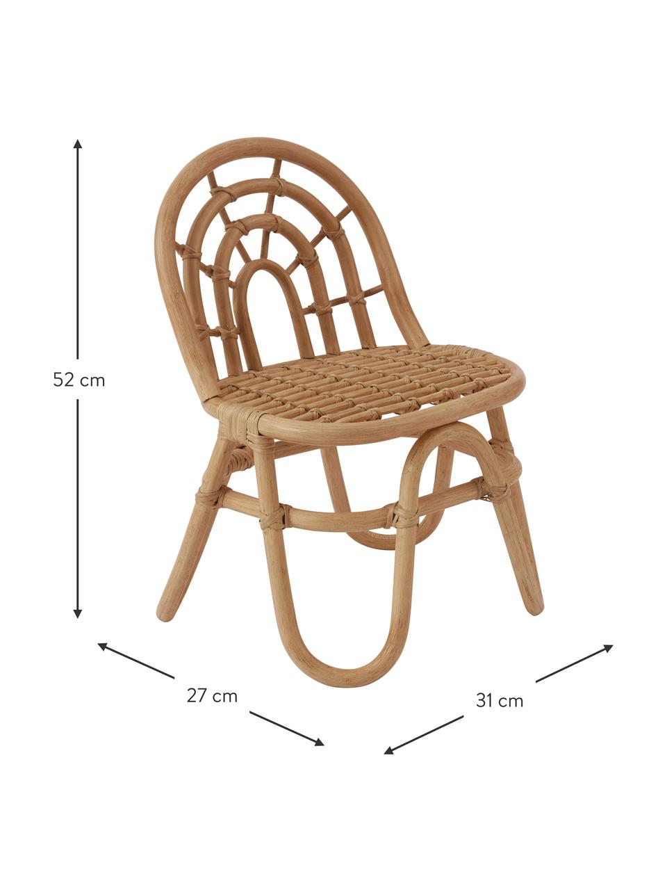 Krzesło dziecięce z rattanu Rainbow, 100% rattan, Jasny brązowy, S 31 x G 27 cm