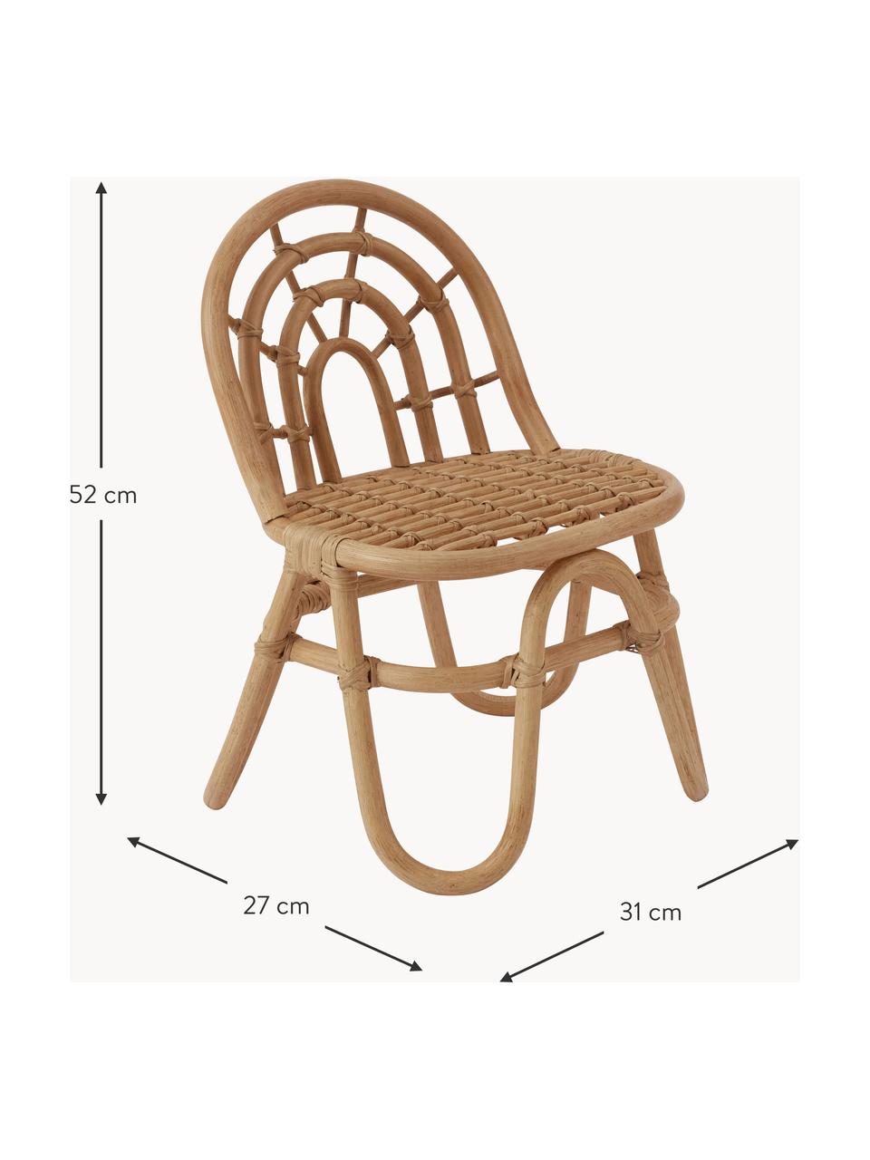 Detská stolička z ratanu Rainbow, 100 % ratan, Béžová, Š 31 x H 27 cm