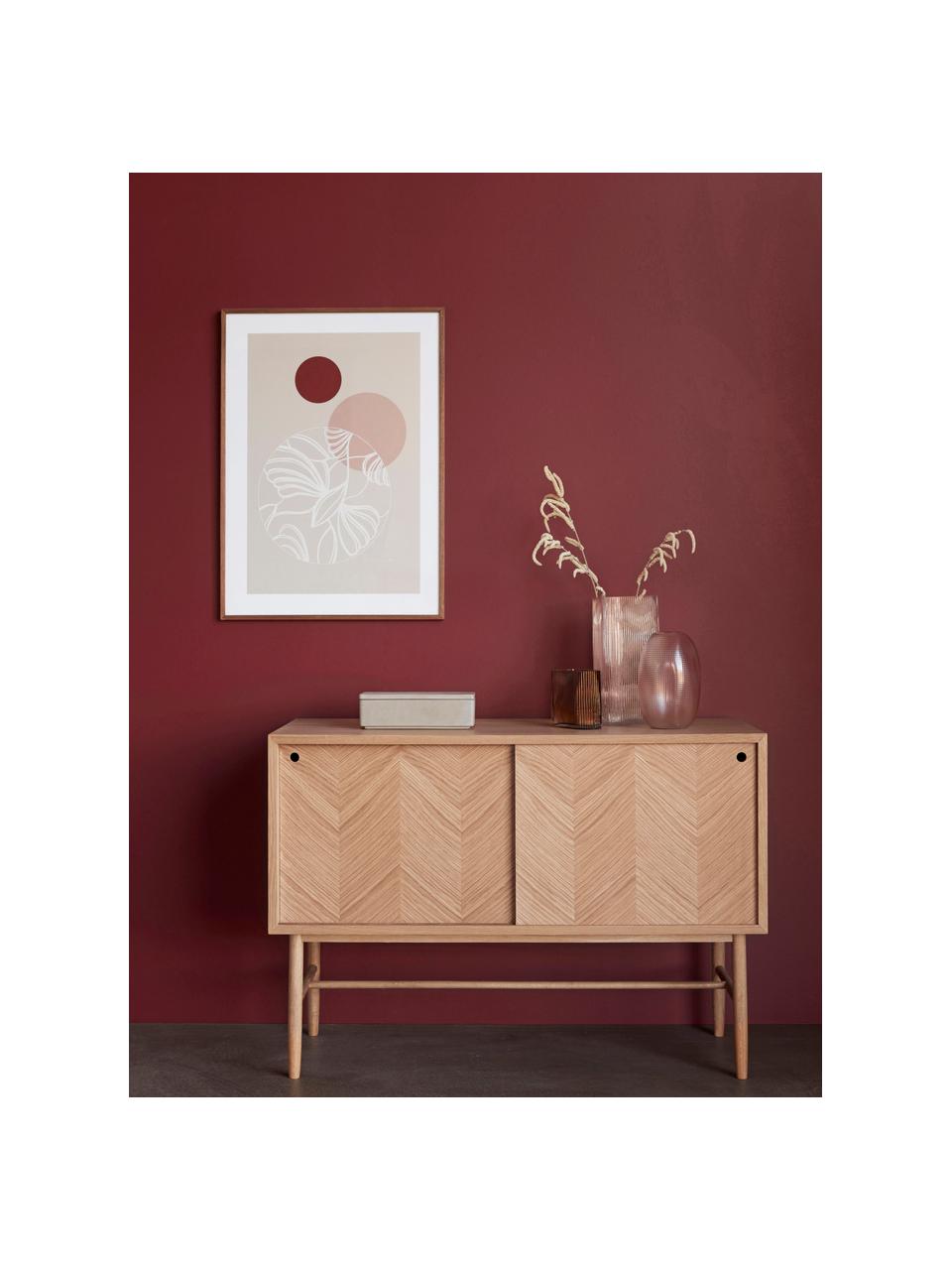 Credenza in legno di quercia con motivo spina di pesce Herringbone, Piedini: legno di quercia Questo p, Legno, Larg. 100 x Alt. 70 cm