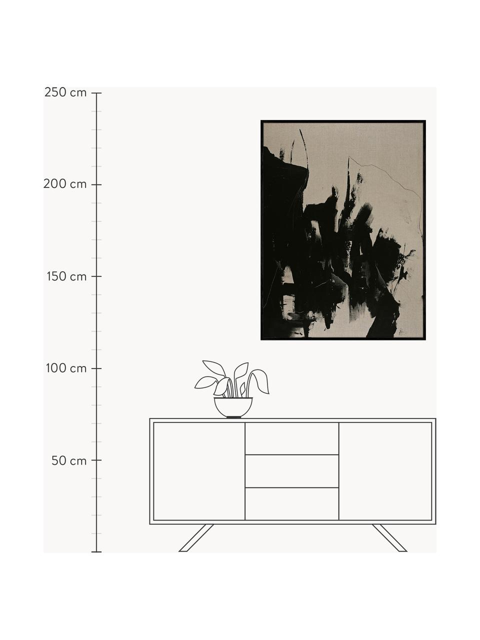 Ręcznie malowany obraz na płótnie Without, Greige, czarny, S 90 x W 120 cm