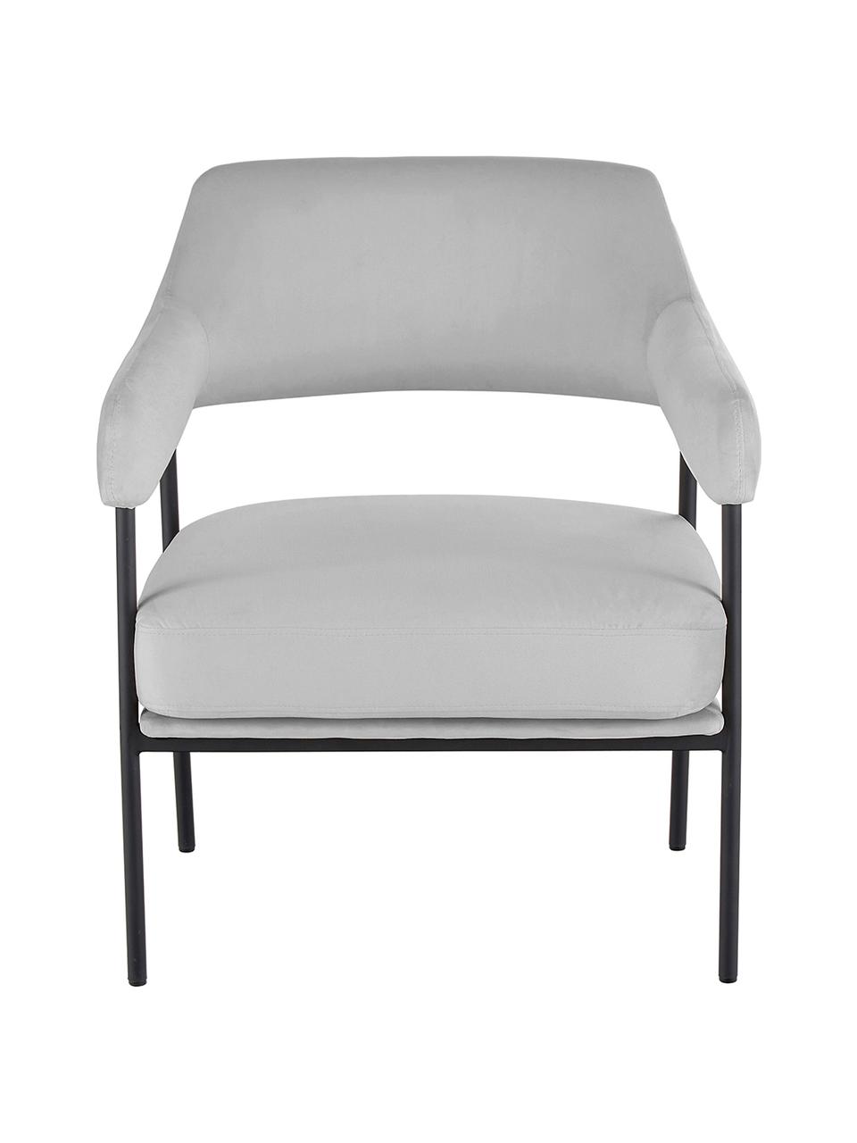 Fauteuil lounge en velours Zoe, Gris