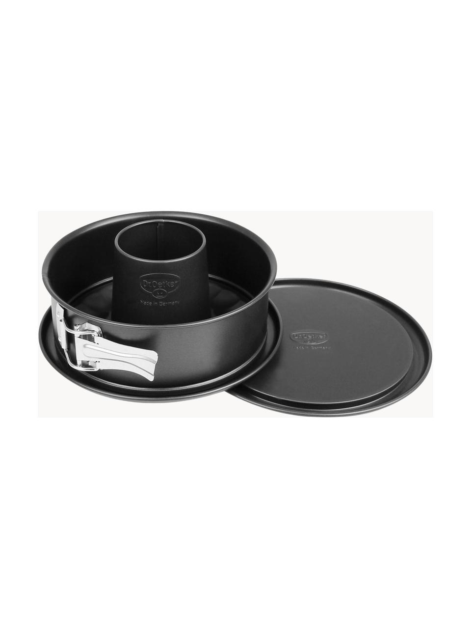 Set de molde para horno desmontable Mabel, 3 pzas., Acero con revestimiento antiadherente, Negro, Ø 26 x Al 7 cm