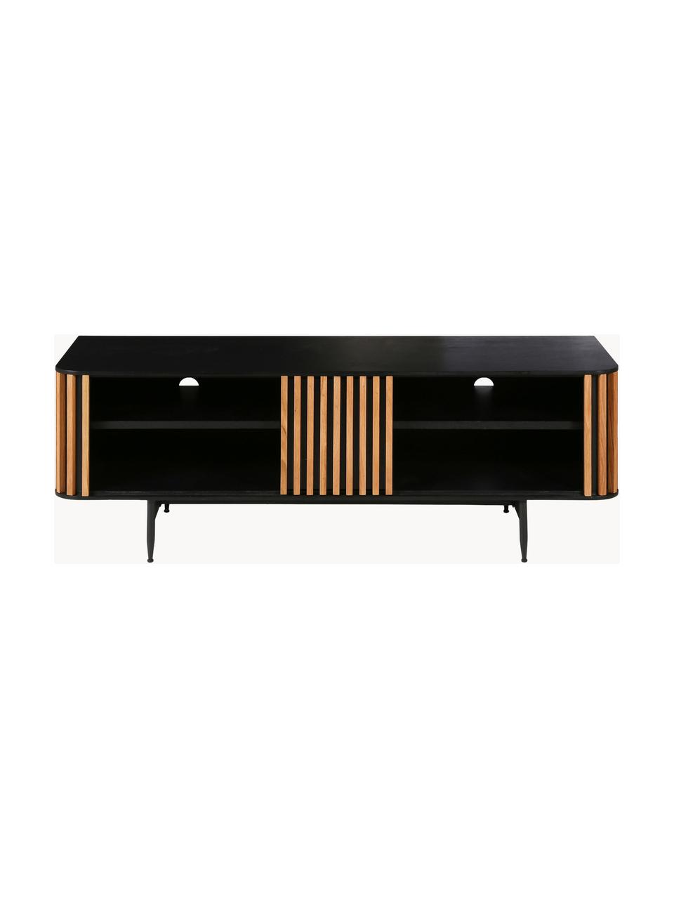 Tv-meubel Linea, Zwart, eikenhoutkleurig, B 130 x H 43 cm