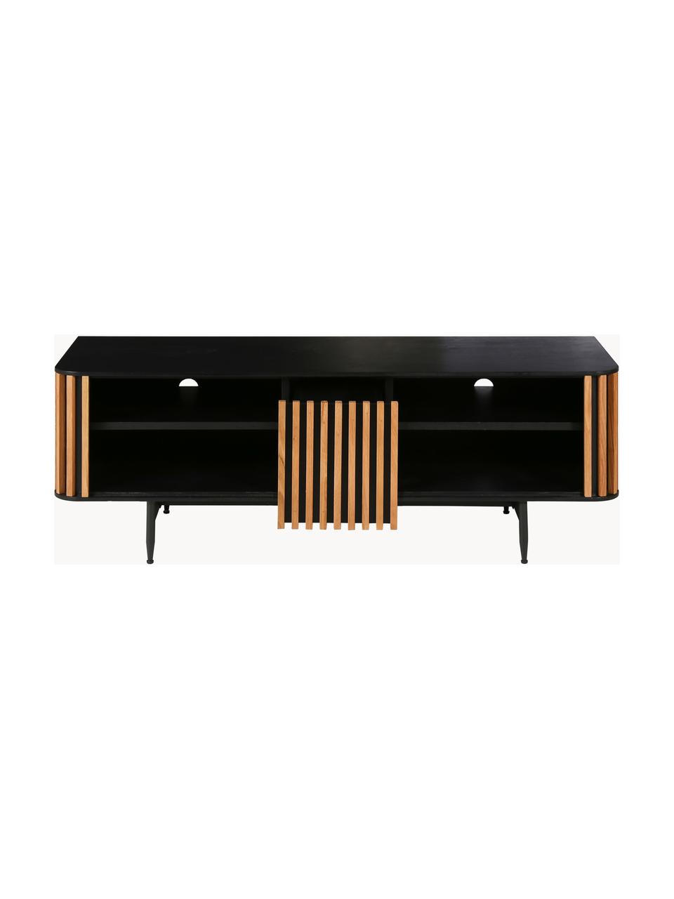 Dizajnový TV-konzolový stolík Linea, Čierna, dubové drevo, Š 130 x V 43 cm