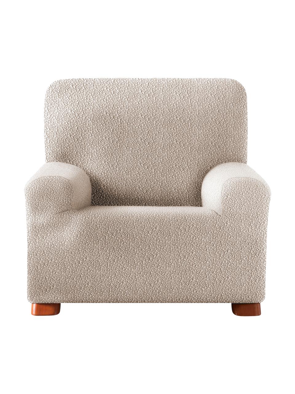 Housse de fauteuil Roc, 55 % polyester, 35 % coton, 10 % élastomère, Couleur crème, larg. 130 x haut. 120 cm