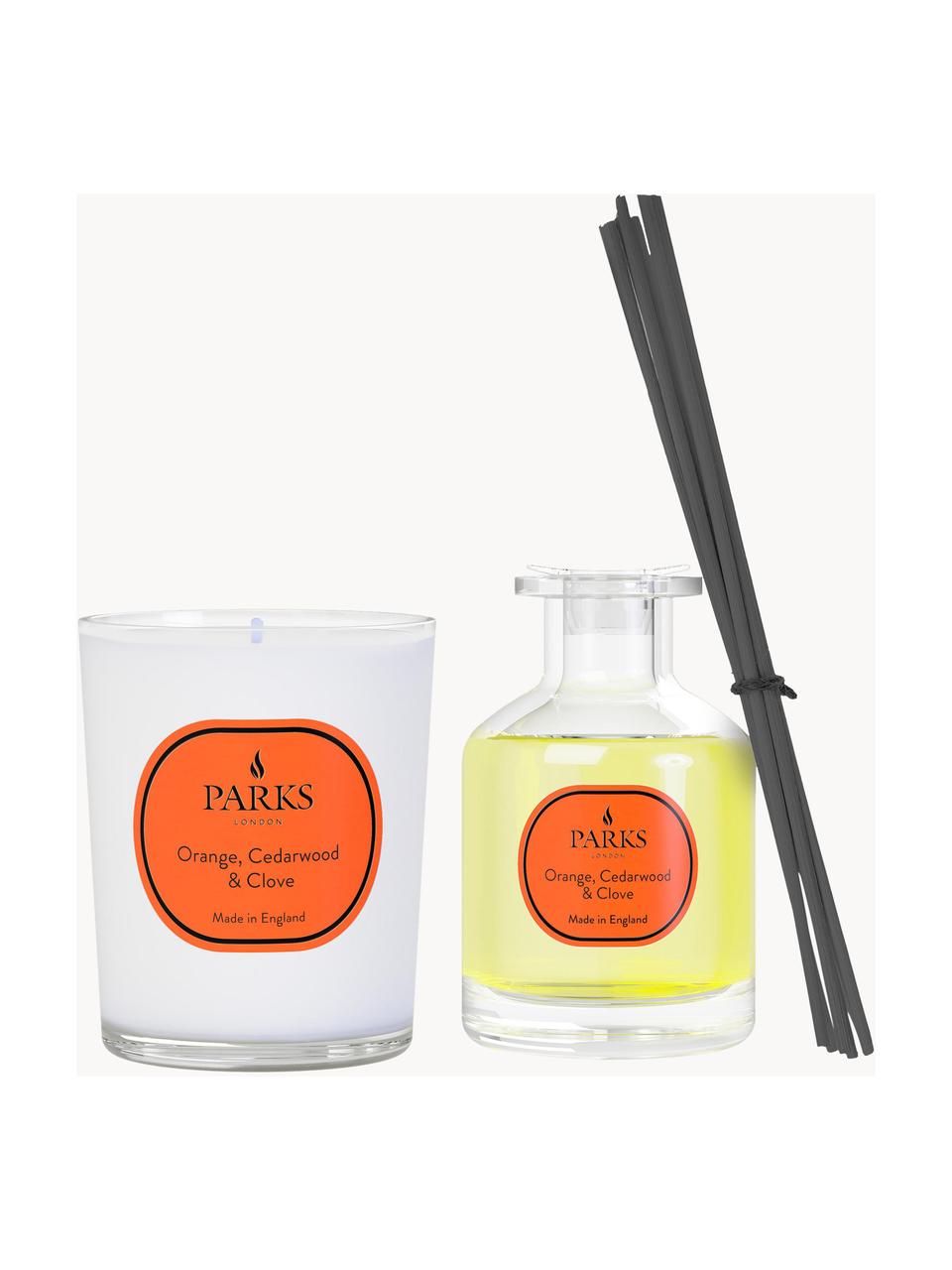 Vela perfumada y ambientador Vintage Aromatherapy (naranja, madera de cedro y clavo), Naranja, madera de cedro, clavo, Set de diferentes tamaños