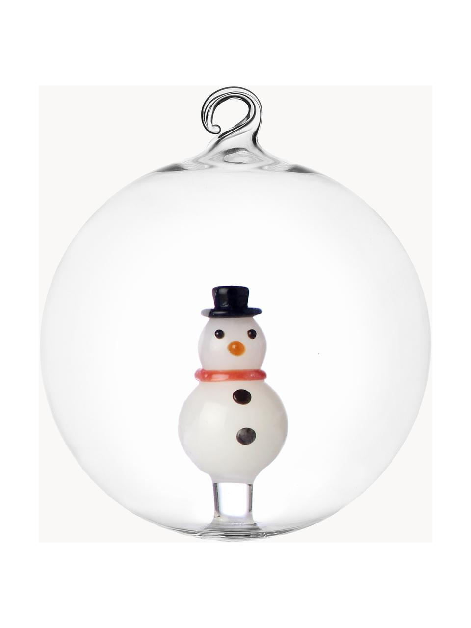 Boules de Noël faites main Christmas Tales, 2 pièces, Verre borosilicate, Bonhomme de neige, Ø 8 cm