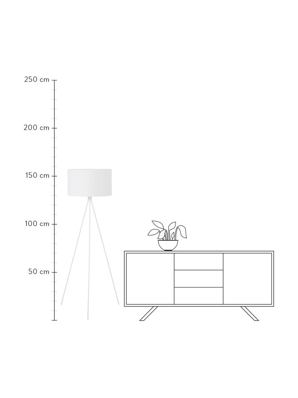 Lampa podłogowa trójnóg z kloszem z tkaniny Cella, Biały, Ø 48 x W 158 cm