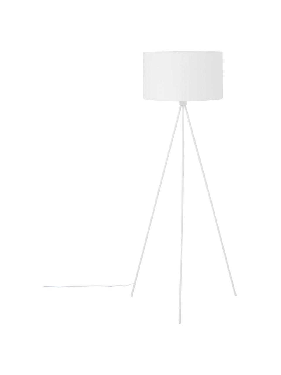 Tripod Stehlampe Cella mit Stoffschirm, Lampenschirm: Baumwollgemisch, Lampenfuß: Metall, pulverbeschichtet, Weiß, Ø 48 x H 158 cm
