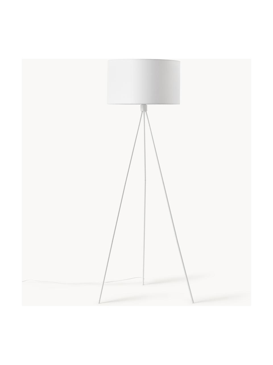 Stojací lampa trojnožka s látkovým stínidlem Cella, Bílá, V 158 cm