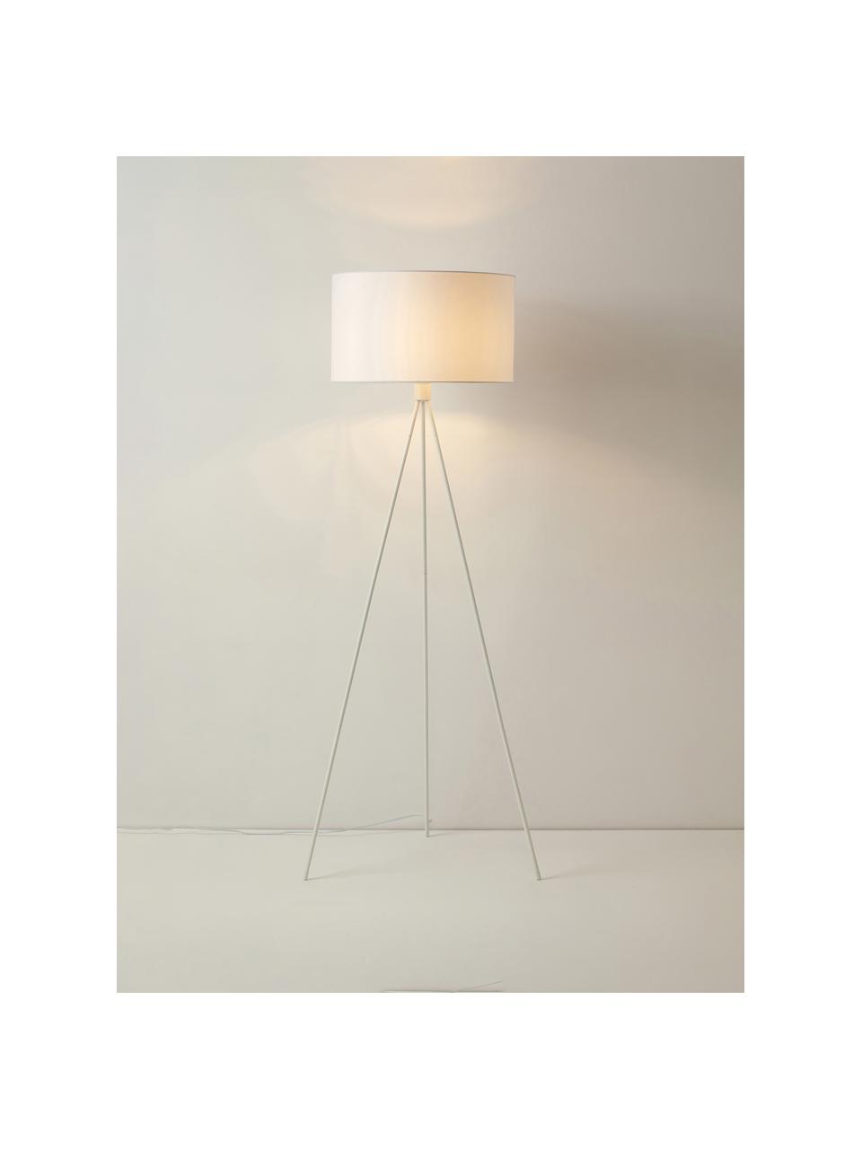 Lampa podłogowa trójnóg z kloszem z tkaniny Cella, Biały, Ø 48 x W 158 cm