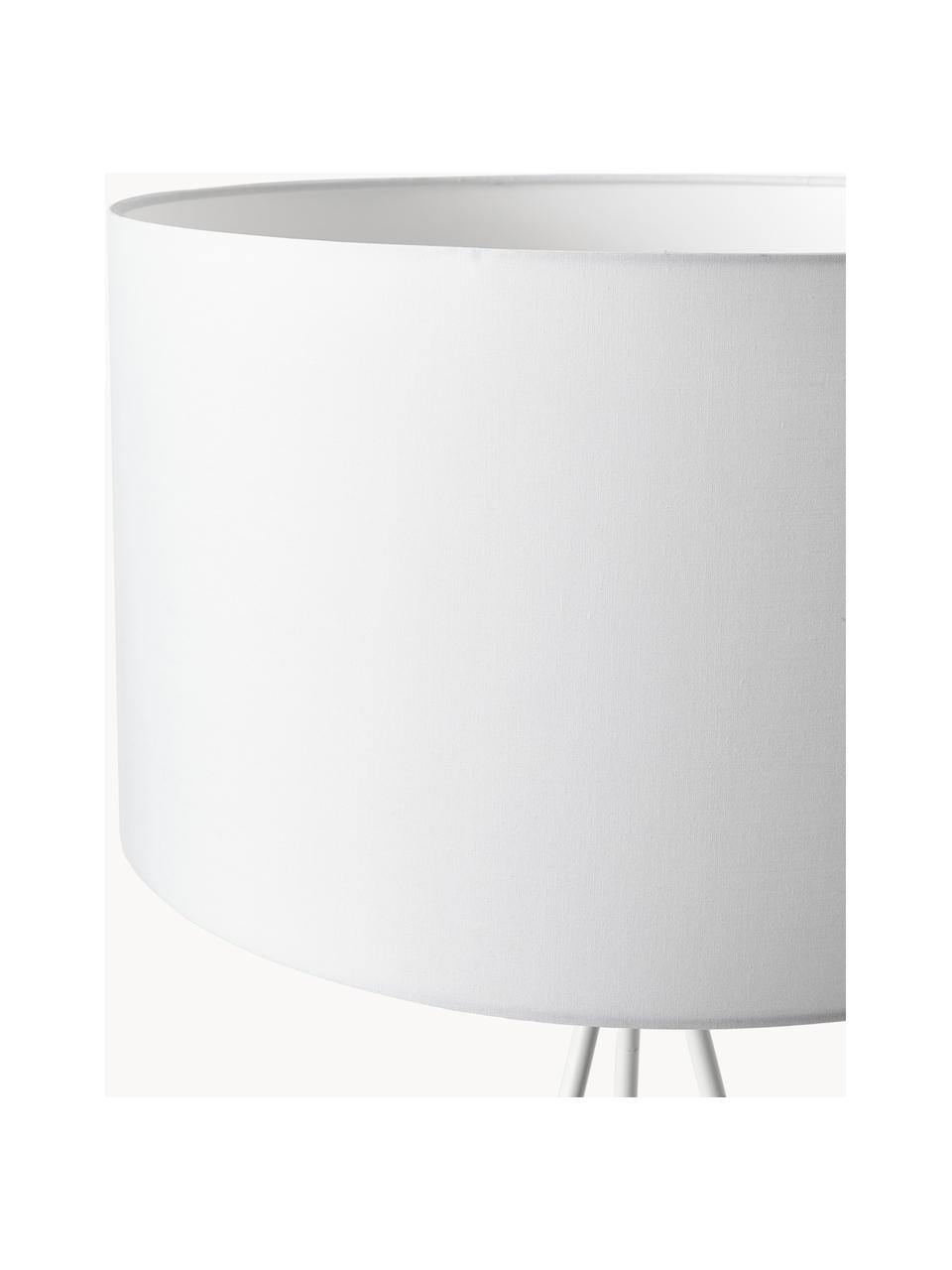 Stojací lampa trojnožka s látkovým stínidlem Cella, Bílá, V 158 cm