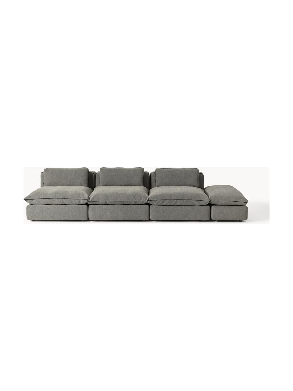 Canapé 3 places modulable XL avec pouf Felix, Tissu anthracite, larg. 360 x prof. 140 cm