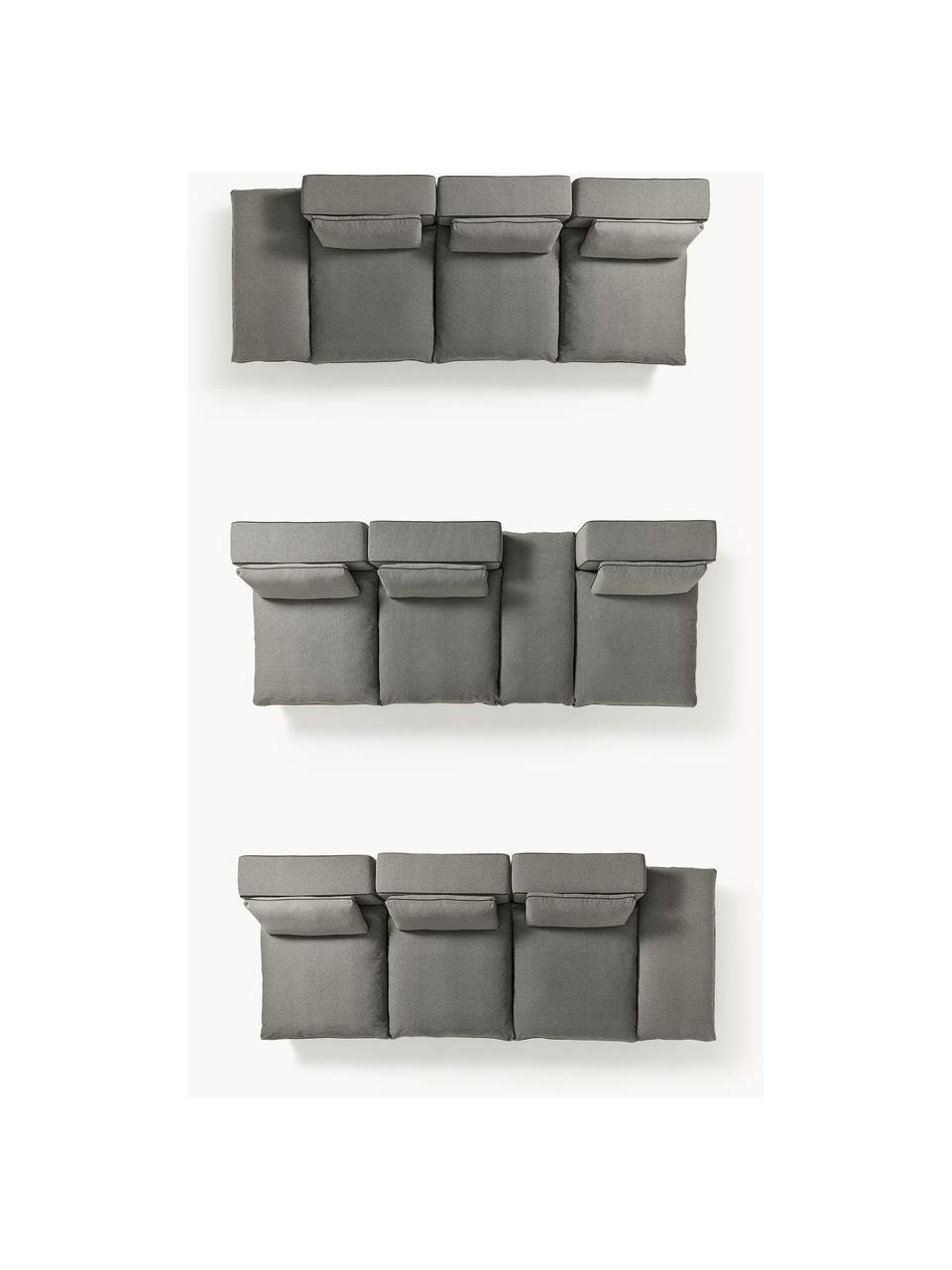 Modulares XL-Sofa Felix (3-Sitzer) mit Hocker, Bezug: 100 % Polyester Der strap, Gestell: Massives Kiefern- und Fic, Webstoff Dunkelgrau, B 360 x T 140 cm