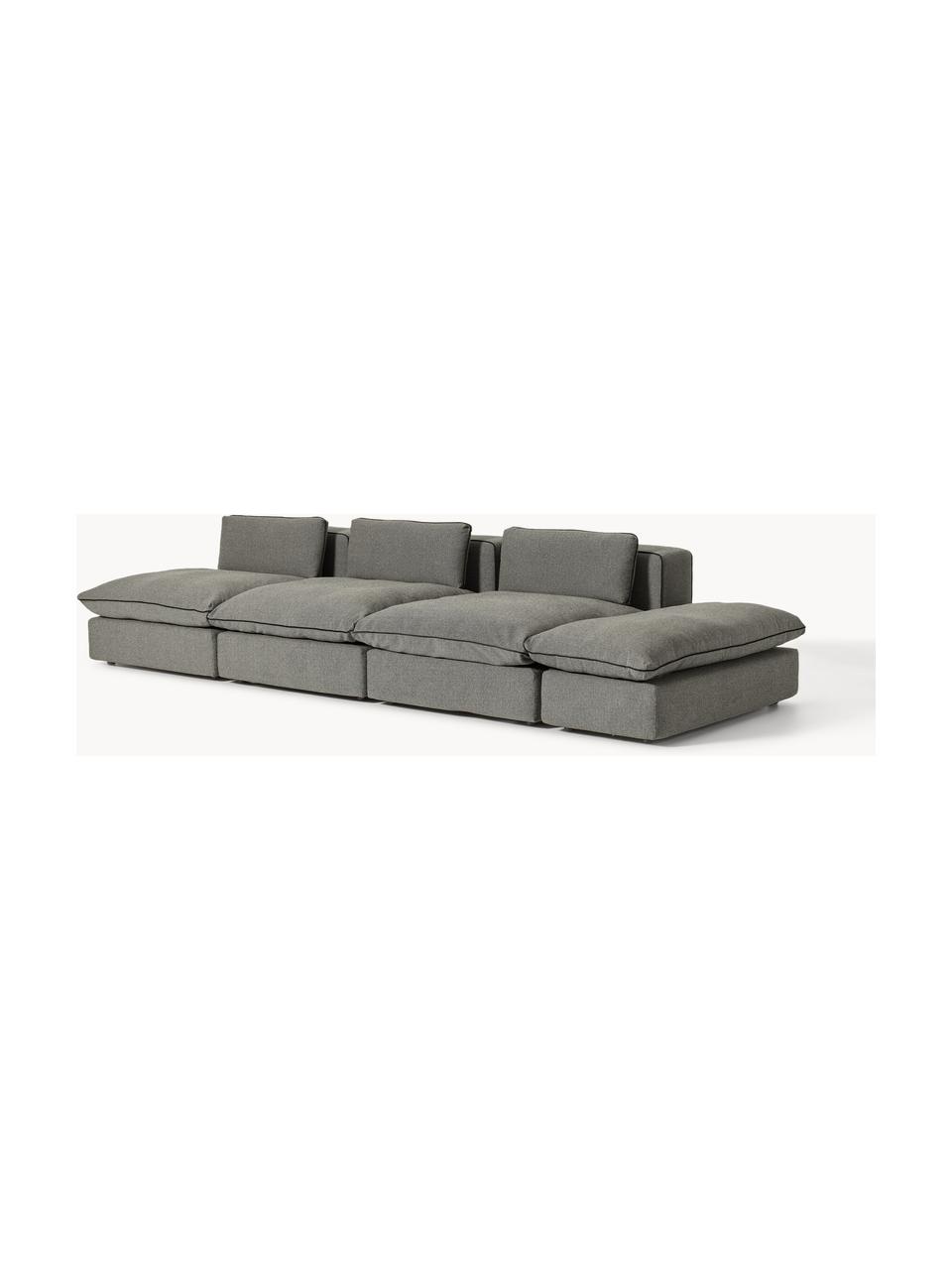 Canapé 3 places modulable XL avec pouf Felix, Tissu anthracite, larg. 360 x prof. 140 cm