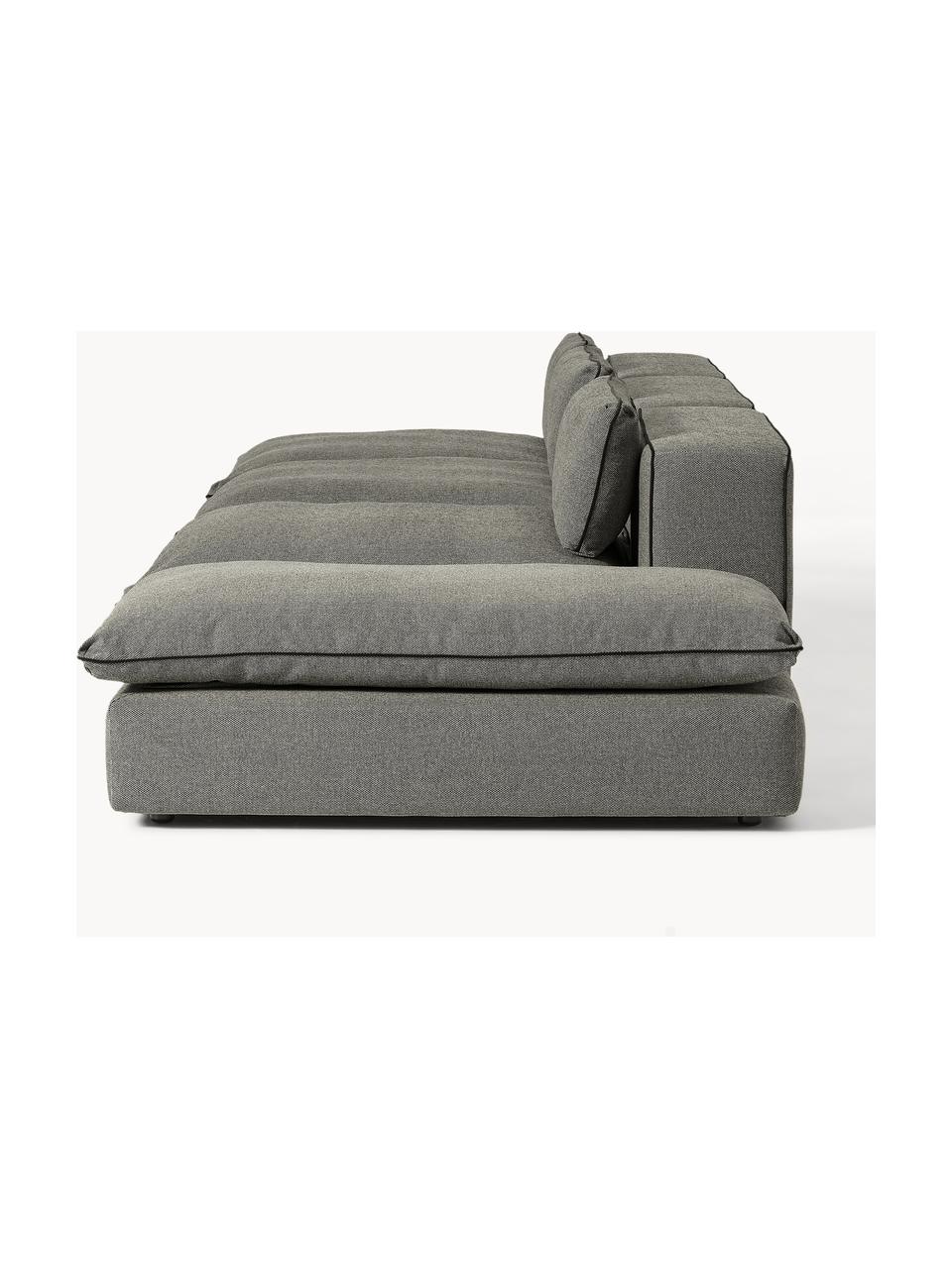 Modulares XL-Sofa Felix (3-Sitzer) mit Hocker, Bezug: 100 % Polyester Der strap, Gestell: Massives Kiefern- und Fic, Webstoff Dunkelgrau, B 360 x T 140 cm