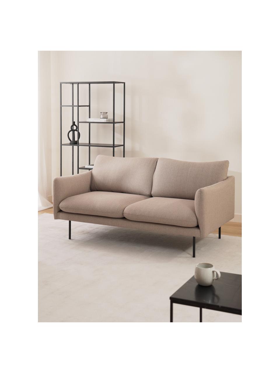 Divano 2 posti con piedini in metallo Moby, Rivestimento: poliestere Con 35.000 cic, Struttura: legno di pino massiccio, Piedini: metallo verniciato a polv, Tessuto taupe, Larg. 170 x Prof. 95 cm
