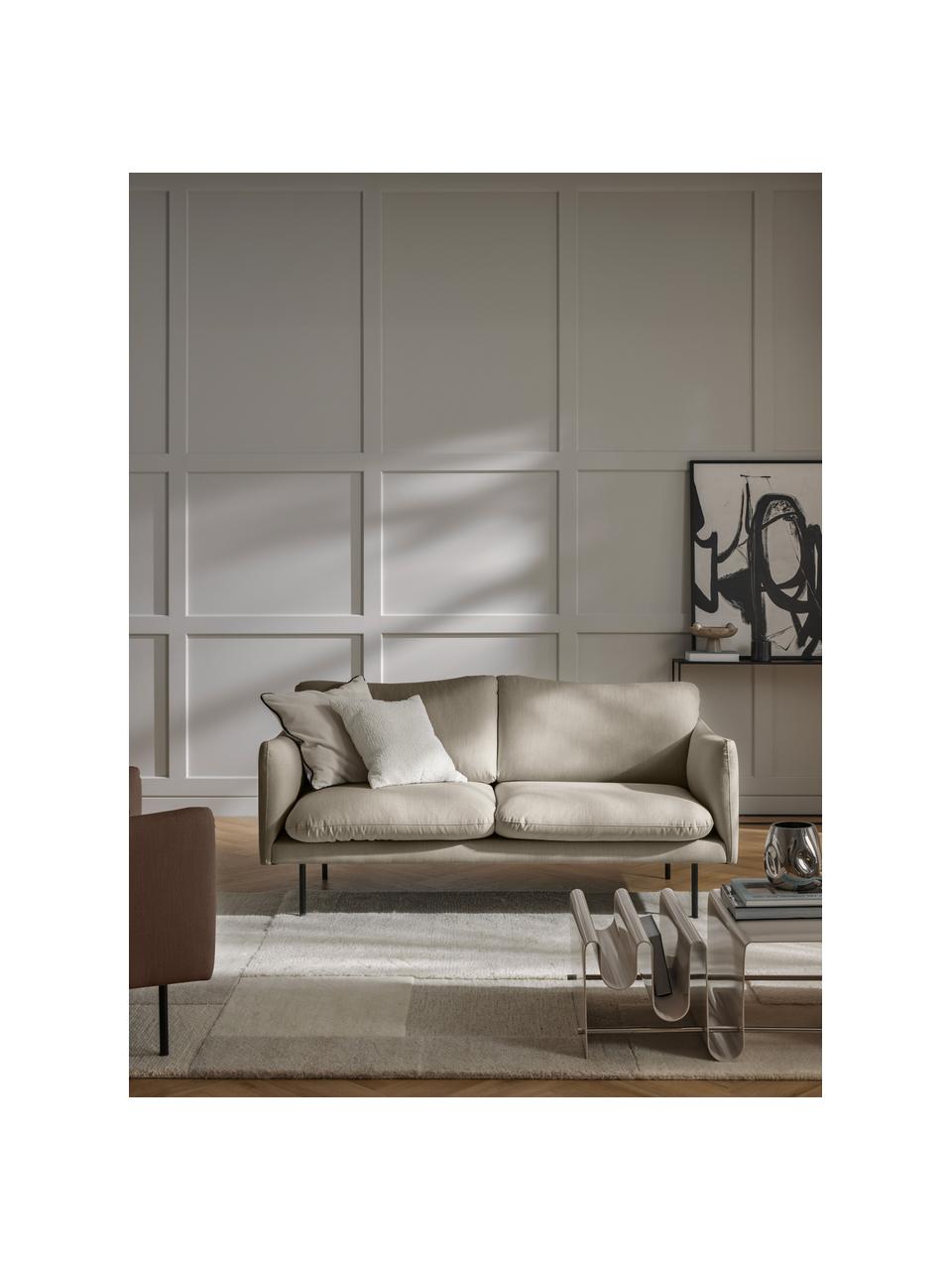 Divano 2 posti Moby, Rivestimento: poliestere Il rivestiment, Struttura: legno di pino massiccio, , Piedini: metallo verniciato a polv, Tessuto beige, Larg. 170 x Prof. 95 cm