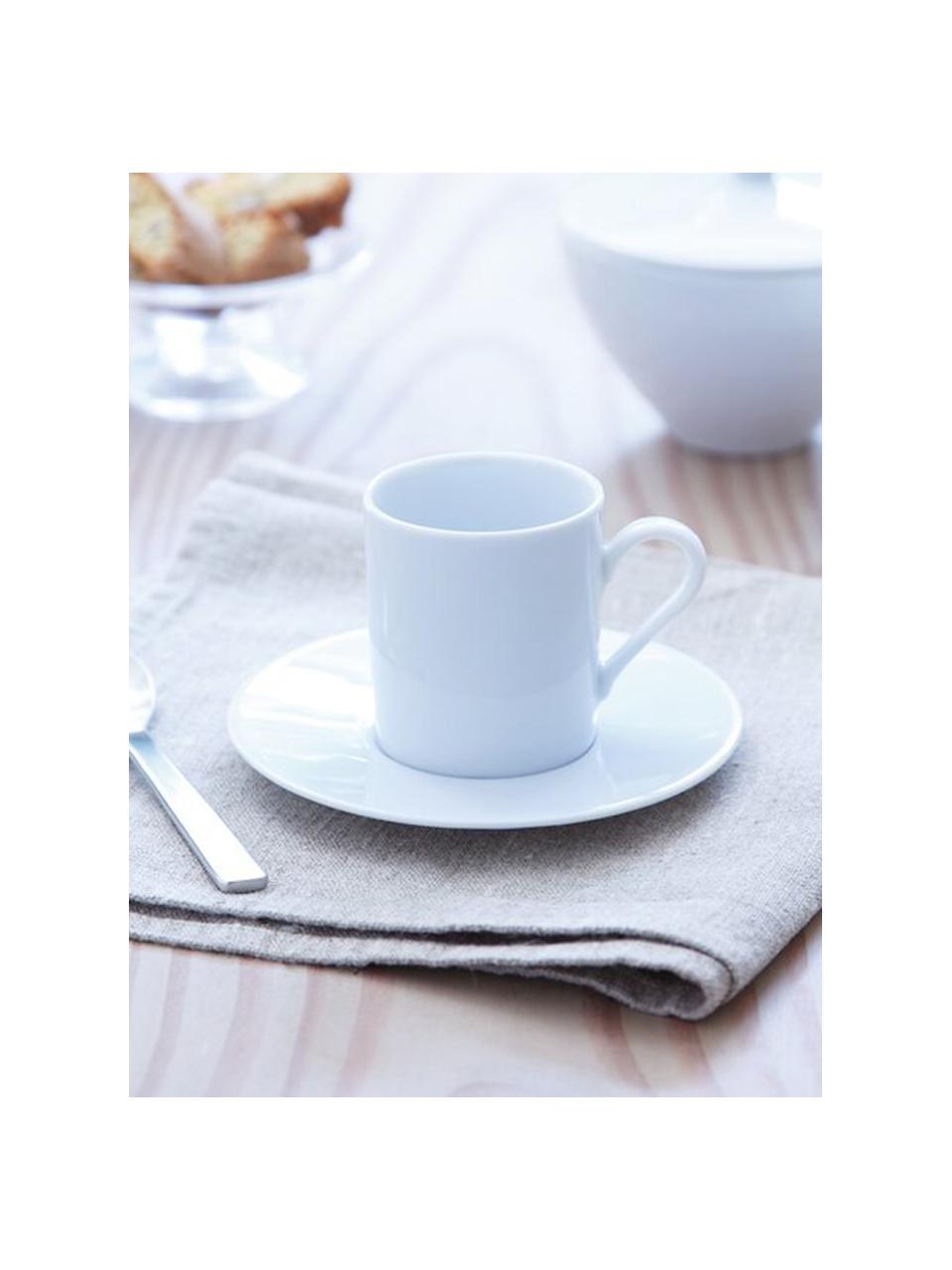 Šálky na espresso s podšálkami z porcelánu Bianco, 4 ks, Porcelán, Biela, Ø 12 x V 7 cm, 90 ml