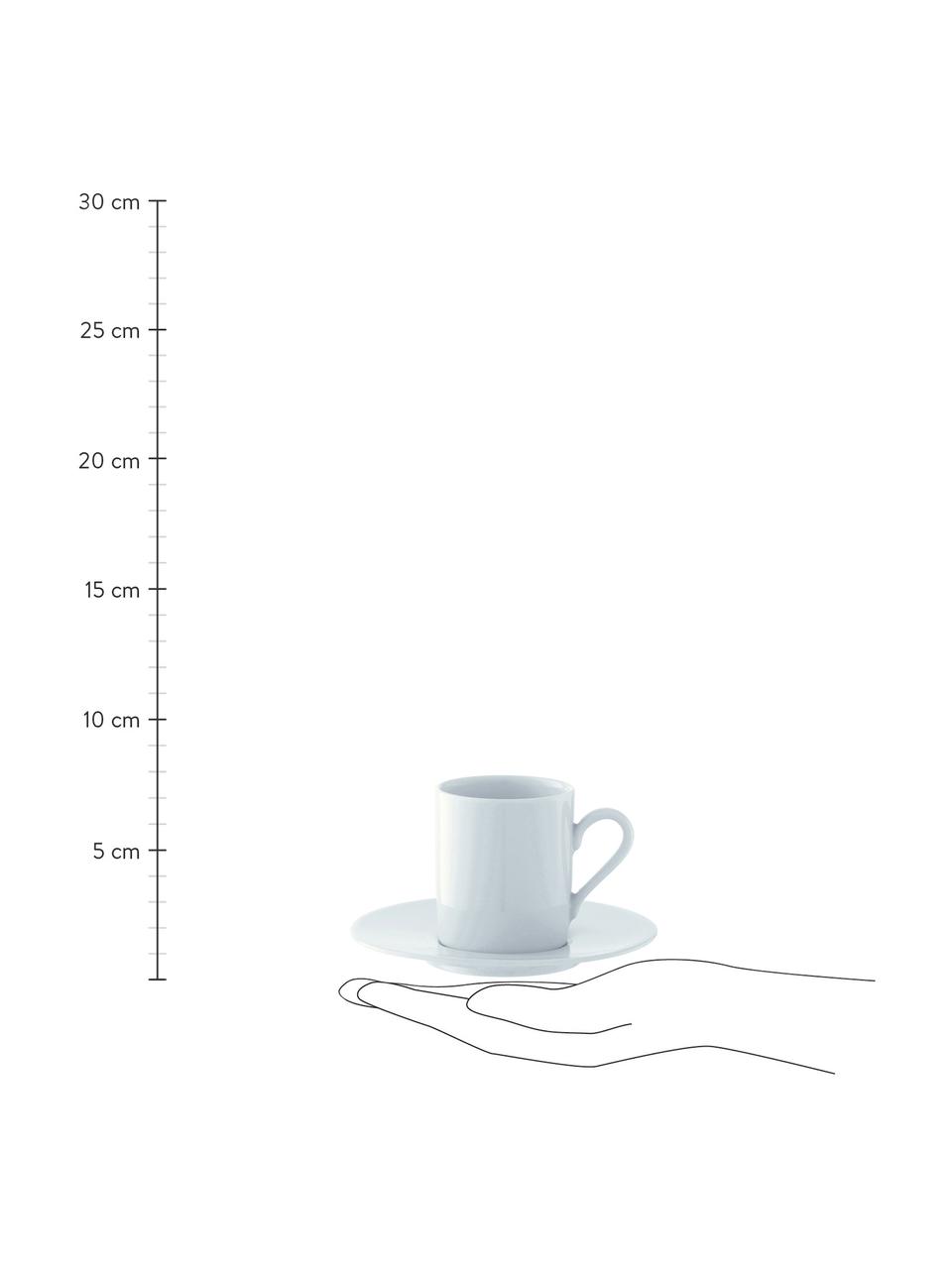 Espressotassen mit Untertassen Bianco aus Porzellan, 4 Stück, Porzellan, Weiß, Ø 12 x H 7 cm, 90 ml