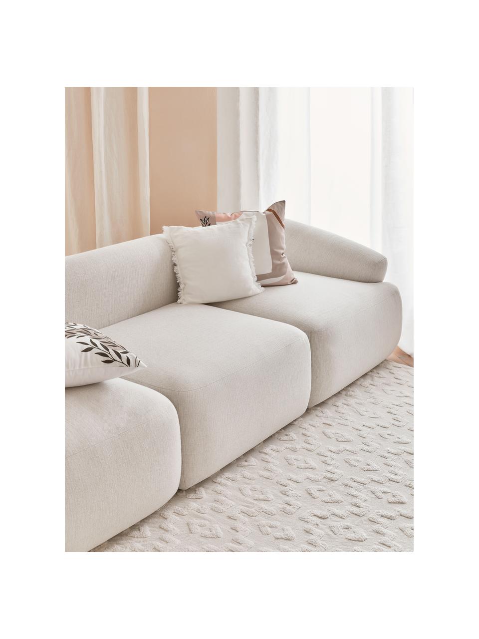 Tapis en relief tissé main Idris, 100 % coton, Blanc crème, larg. 80 x long. 150 cm (taille XS)