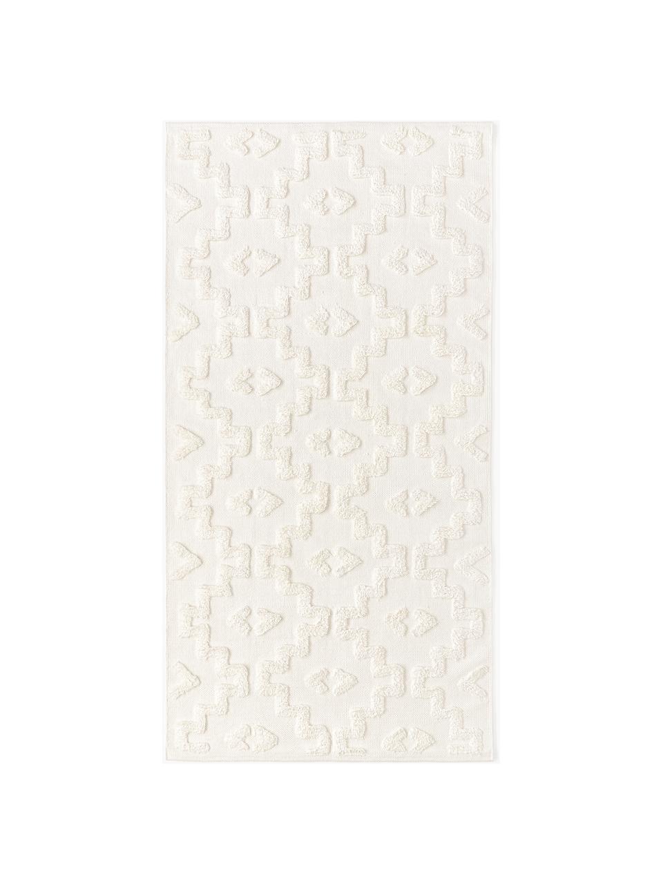Ręcznie tkany dywan z bawełny z wypukłą strukturą Idris, 100% bawełna, Odcienie kremowego, S 80 x D 150 cm (Rozmiar XS)
