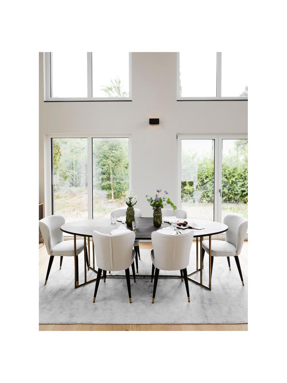 Tapis en viscose tissé main Jane, Gris argenté, larg. 160 x long. 230 cm (taille M)