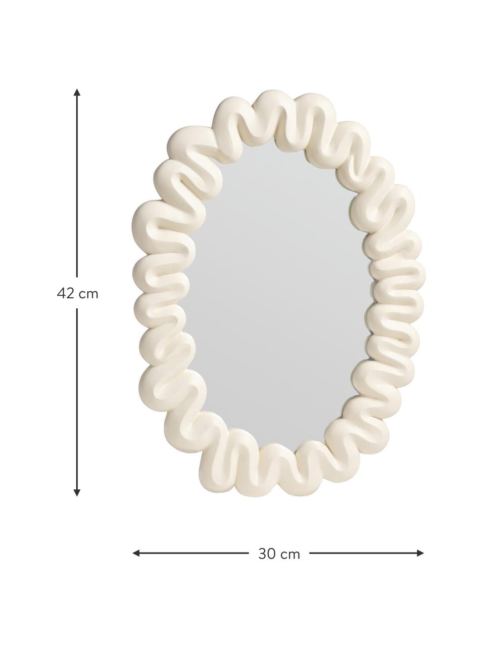 Miroir mural ovale Dribble, Blanc cassé, larg. 30 x haut. 42 cm