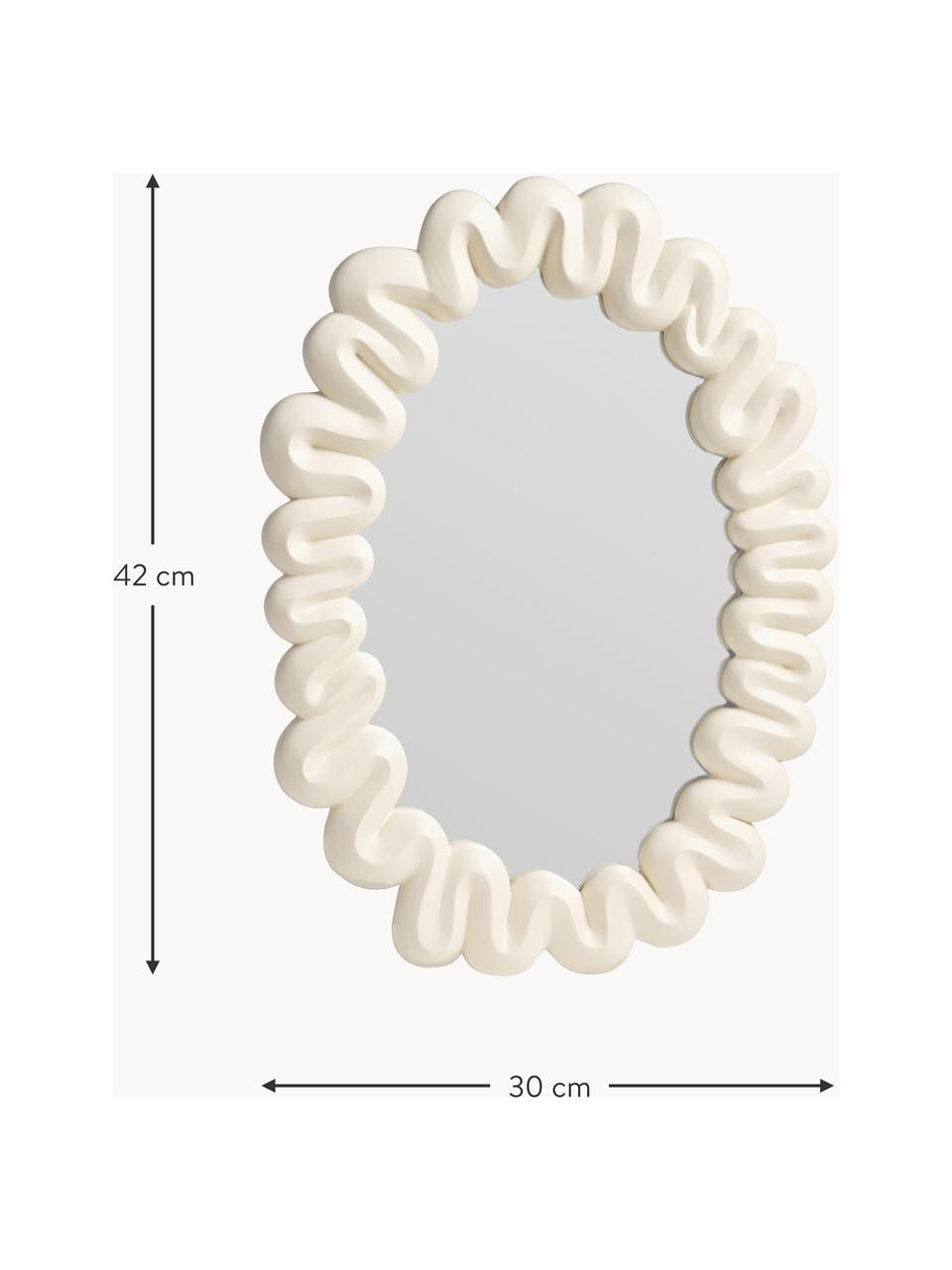 Ovale wandspiegel Dribble, Lijst: polyresin, Off White, B 30 x H 42 cm