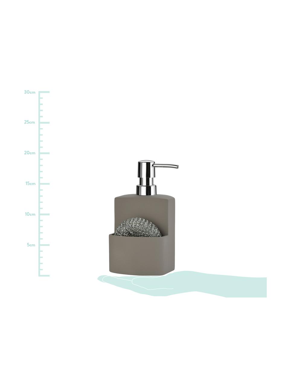 Zeepdispenser-set Seeque, 2-delig, Grijs, zilverkleurig, 11 x 19 cm