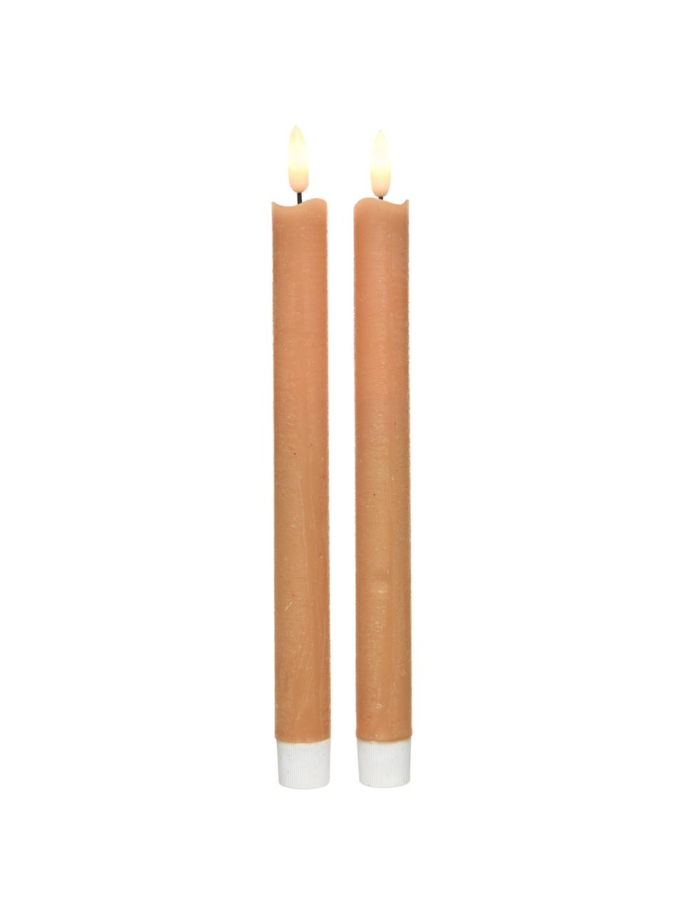 Chandelles LED Bonna, 2 pièces, Cire, Orange, Ø 2 x haut. 24 cm
