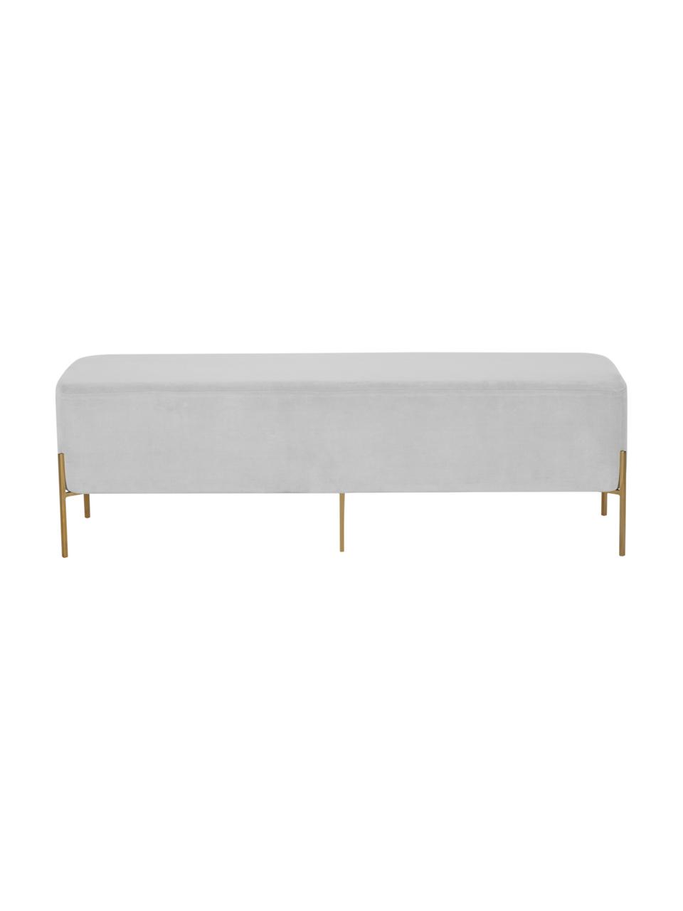 Banquette en velours Harper, Revêtement : gris clair Pied : couleur dorée, mat, larg. 140 x haut. 45 cm