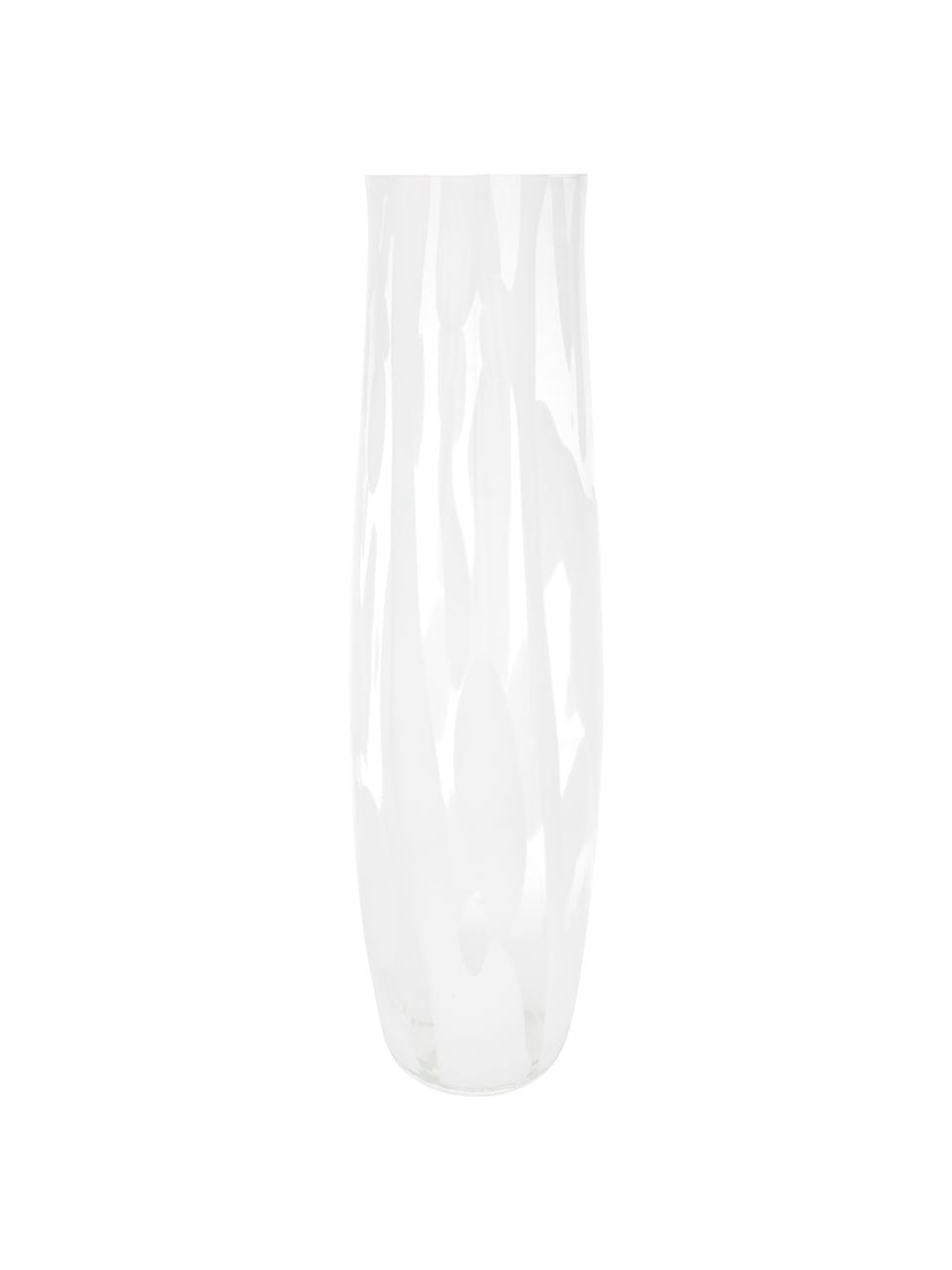 Velká váza Decorate, Sklo, Transparentní, bílá, Ø 16 cm, V 55 cm