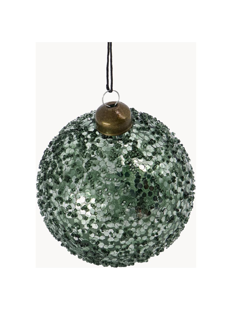 Boules de Noël Chosen, 4 pièces, Verre, Vert sauge, Ø 8 cm