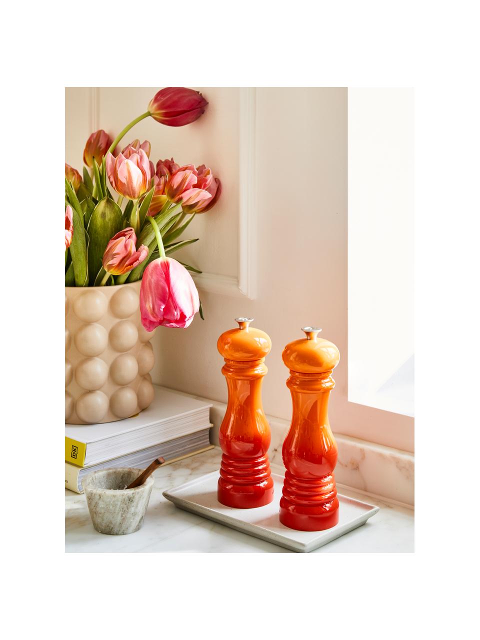 Salzmühle Creuset mit Keramikmahlwerk, Korpus: Kunststoff, Mahlwerk: Keramik, Rot, Orange, glänzend, Ø 6 x H 21 cm