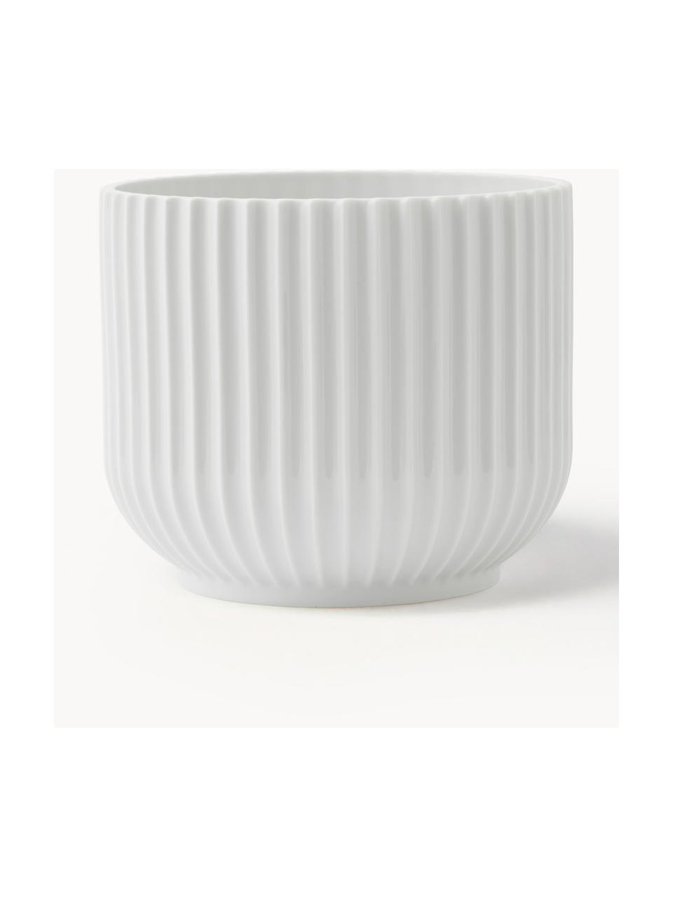 Porcelánový obal na květináč Lyngby, V 13 cm, Porcelán, Bílá, Š 15 cm, V 13 cm