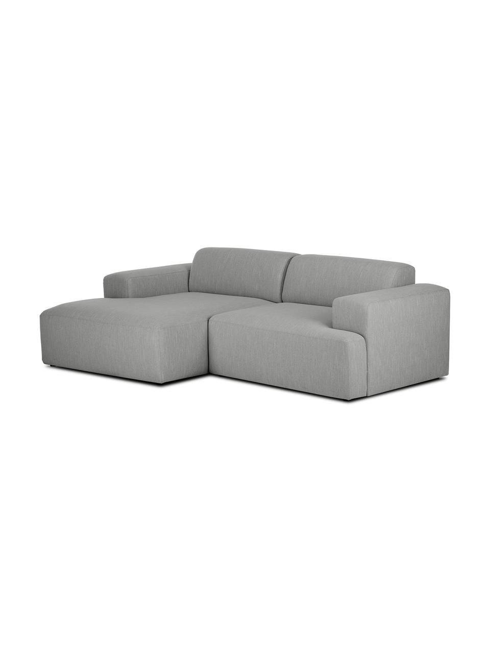 Ecksofa Melva (3-Sitzer) in Grau, Bezug: Polyester Der hochwertige, Gestell: Massives Kiefernholz, Spa, Webstoff Grau, B 240 x T 144 cm