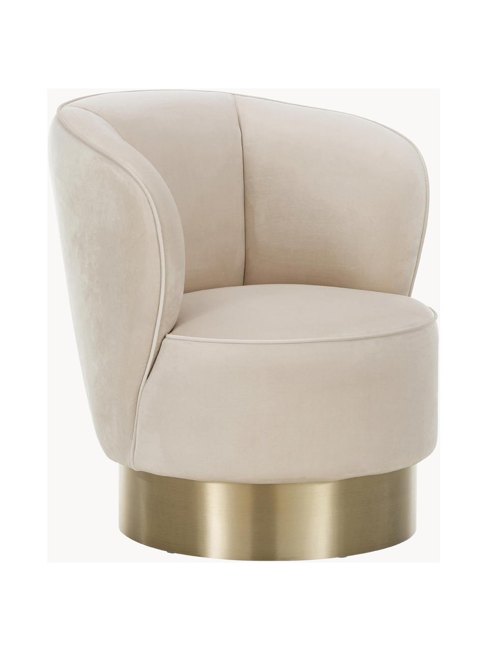 Sillón cóctel de terciopelo Olivia, Tapizado: terciopelo (poliéster) Al, Terciopelo beige, An 70 x F 70 cm