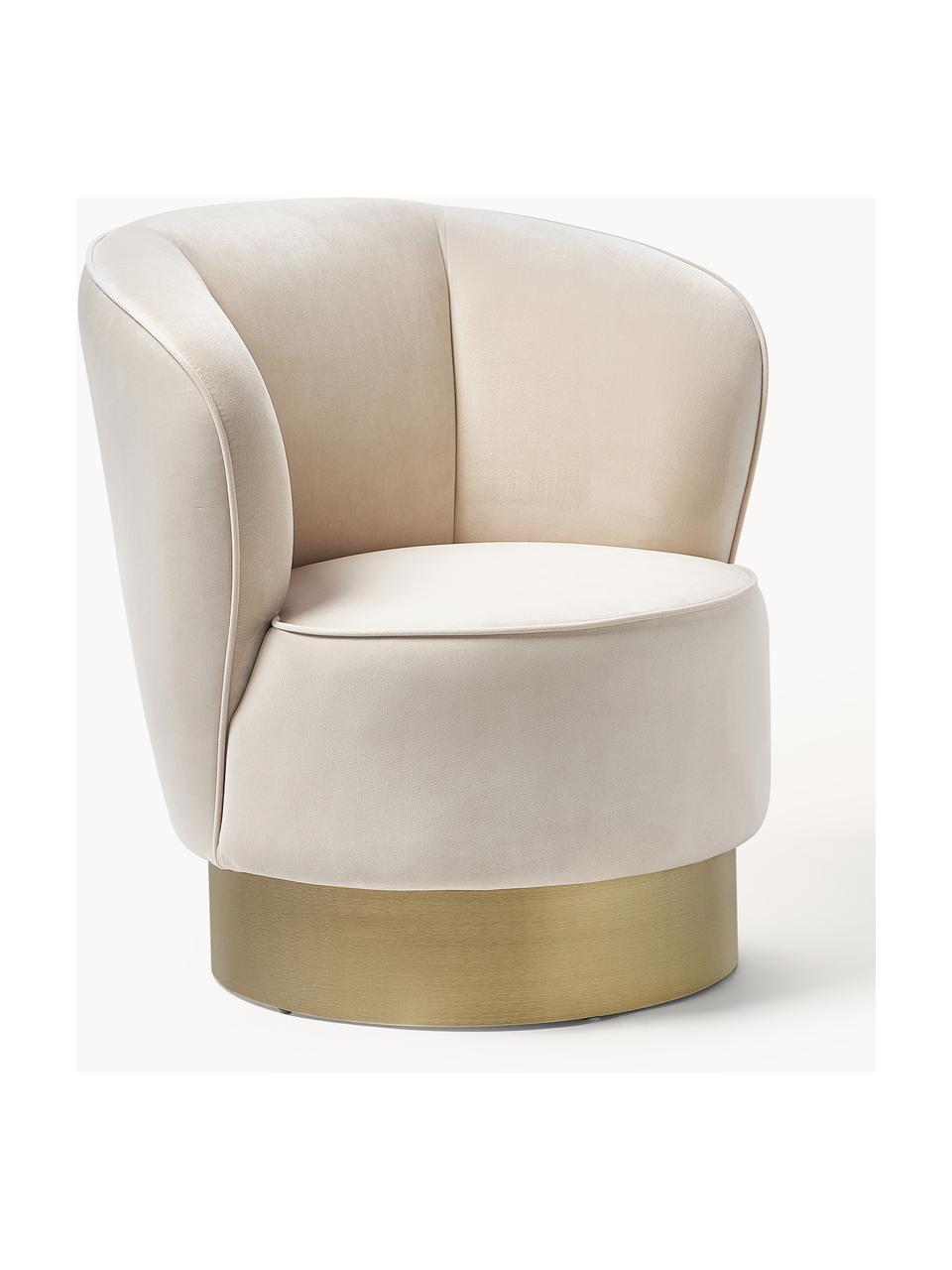 Fauteuil cocktail en velours Olivia, Velours beige, larg. 70 x prof. 70 cm