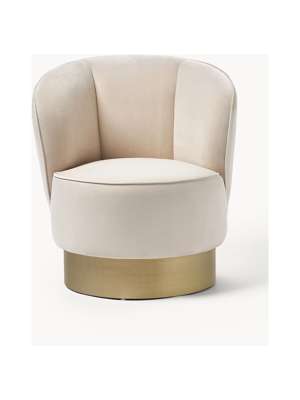 Fluwelen cocktailfauteuil Olivia, Bekleding: fluweel (polyester) Met 3, Voet: gecoat metaal, Fluweel beige, B 70 x H 70 cm