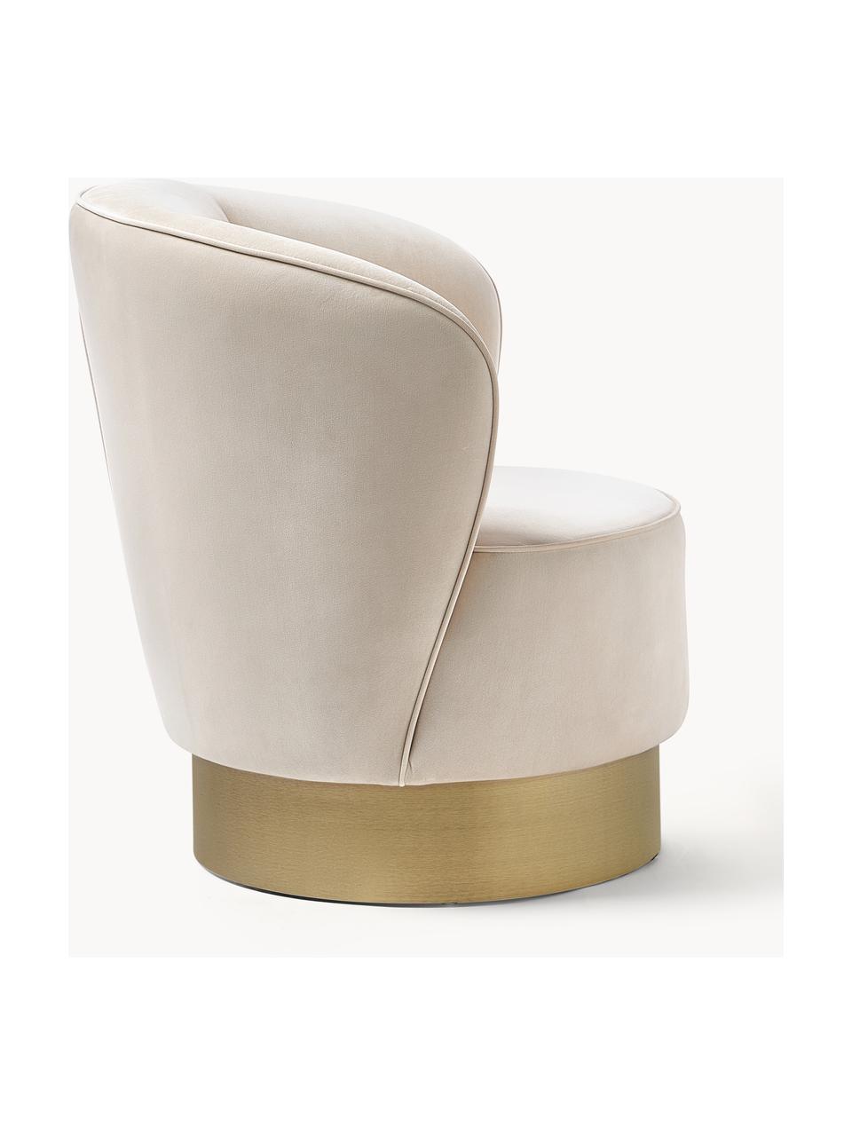 Fauteuil cocktail en velours Olivia, Velours beige, larg. 70 x prof. 70 cm