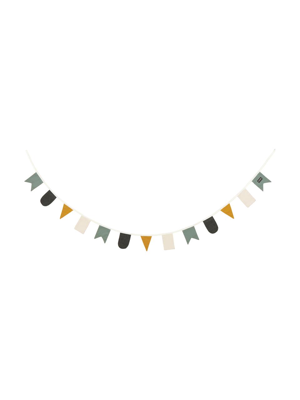 Guirlande en coton bio Hip Hip Hurra, 300 cm, 100 % coton bio, certifié GOTS, Vert, beige, jaune, noir, long. 300 x haut. 15 cm