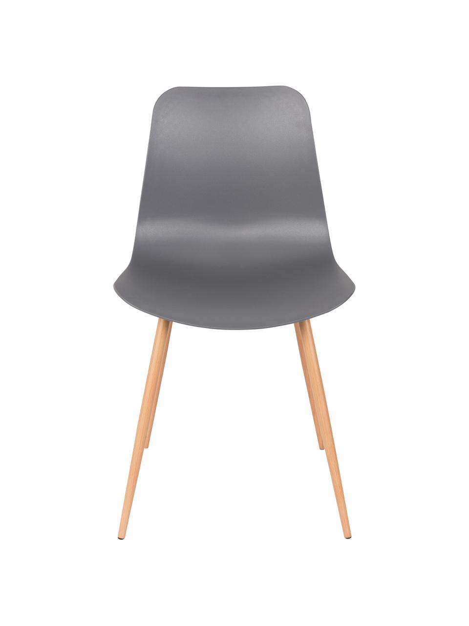 Sillas Leon, 2 uds., Asiento: polipropileno, Patas: metal con recubrimiento s, Gris, An 44 x Al 80 cm