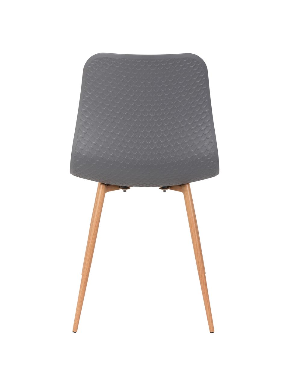 Stühle Leon, 2 Stück, Sitzschale: Polypropylen, Beine: Metall mit Kunststoffbesc, Grau, 44 x 80 cm