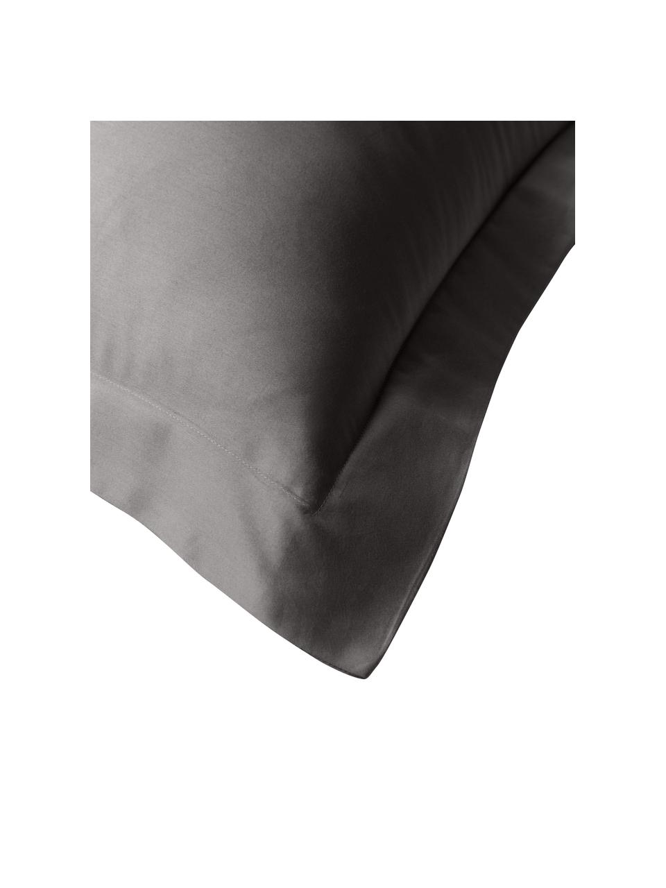Saténový povlak na polštář z organické bavlny s lemováním Premium, 2 ks, Tmavě šedá, Š 40 cm, D 80 cm