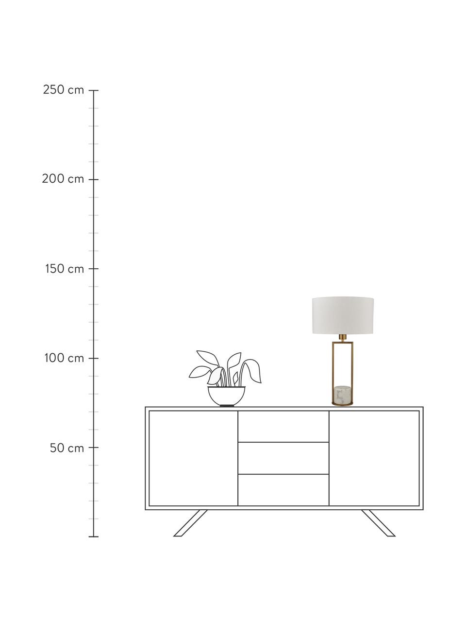 Velká stolní lampa s mramorovou podstavou Quebec, Bílá, zlatá, Ø 35 cm, V 62 cm