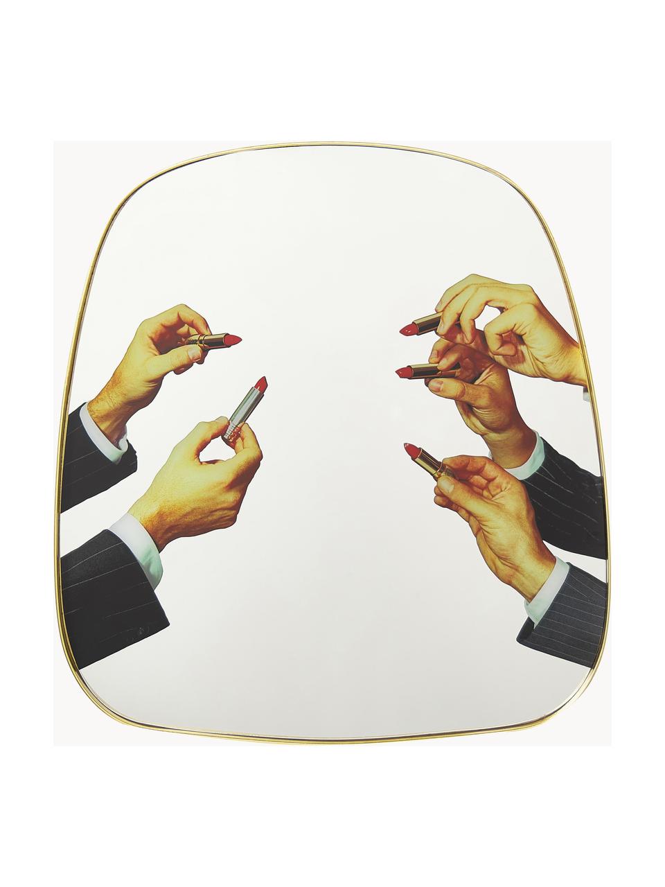 Specchio da parete di design Lipsticks, Superficie dello specchio: lastra di vetro, Cornice: pannello di fibra a media, Multicolore, Larg. 54 x Alt. 59 cm