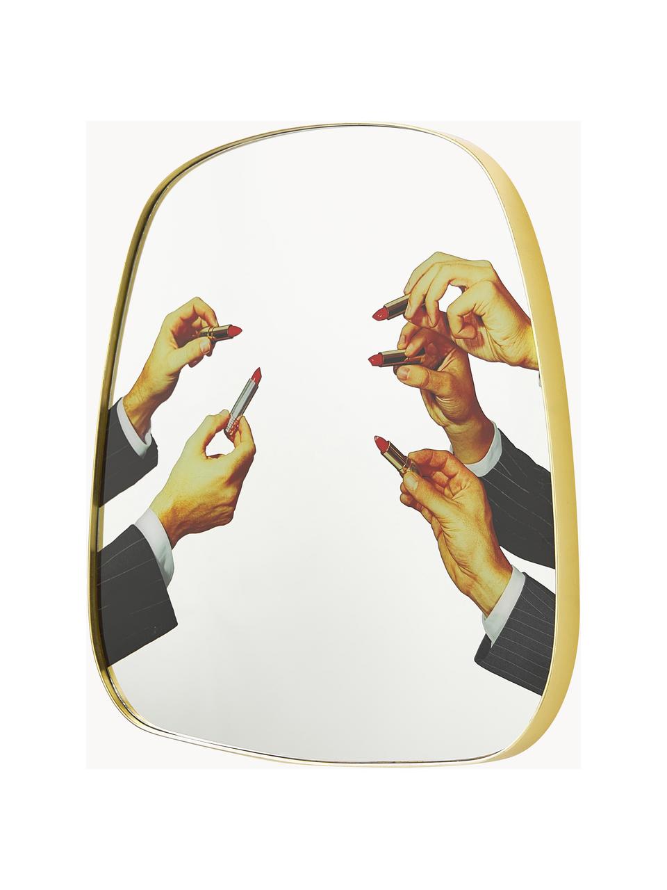 Designer Wandspiegel Lipsticks, Spiegelfläche: Spiegelglas, Rahmen: Mitteldichte Holzfaserpla, Mehrfarbig, B 54 x H 59 cm
