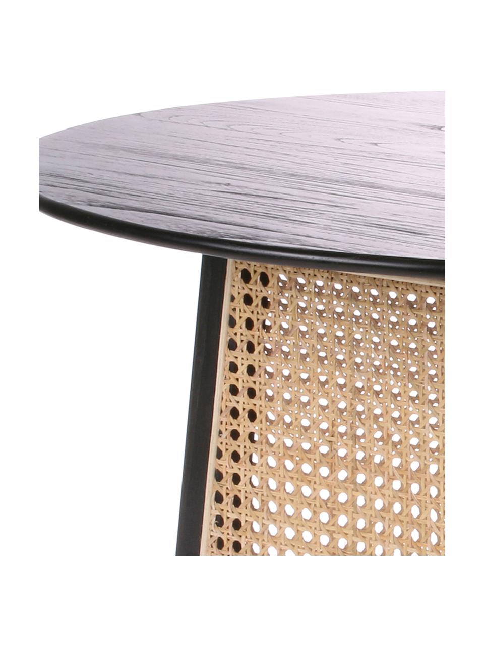Kulatý konferenční stolek s vídeňskou pleteninou Retro, Černá