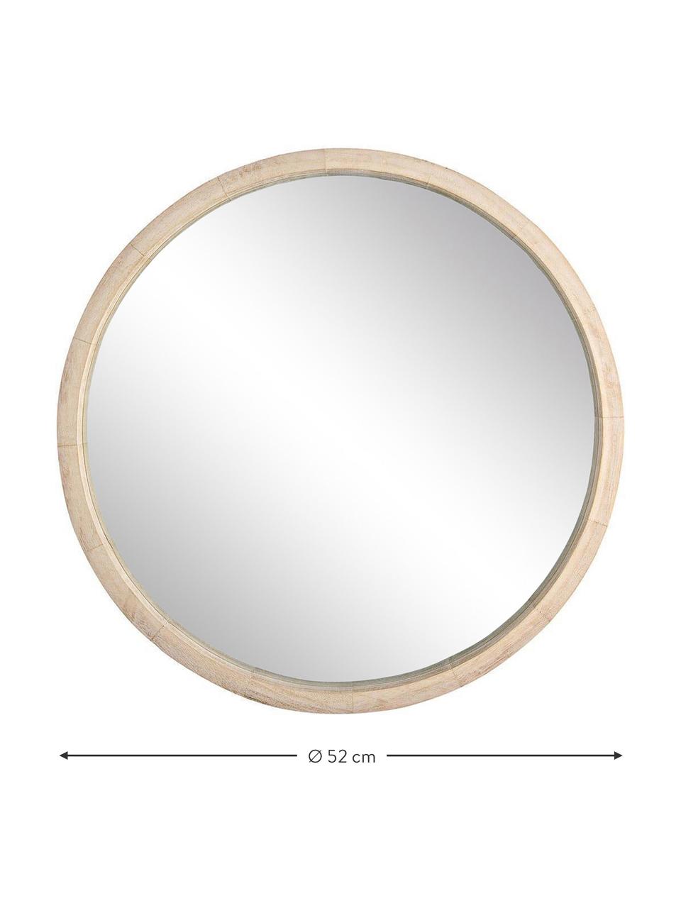 Espejo de pared redondo de madera Tiziano, Espejo: cristal, Beige, Ø 52 x F 5 cm